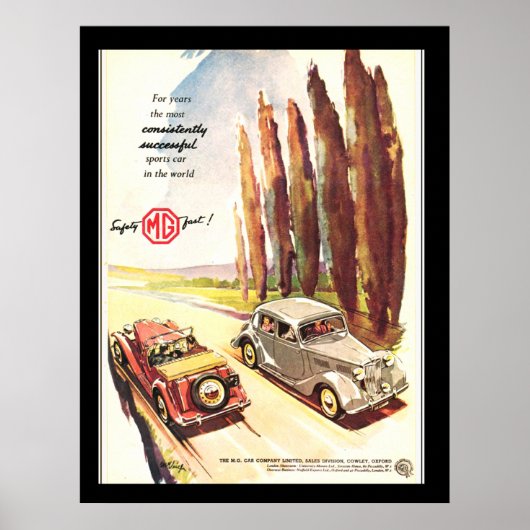Vintages MG Cars Transport Poster (Vorne)