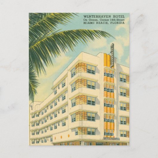 Vintages Miami Art Deco Postkarte (Vorderseite)