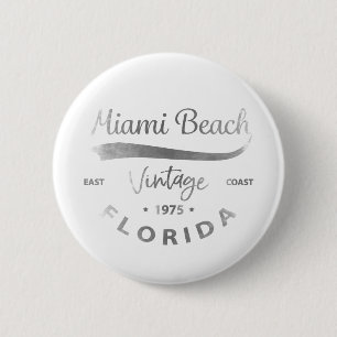 Vintages Miami-Beach-Florida-Logo grau Button