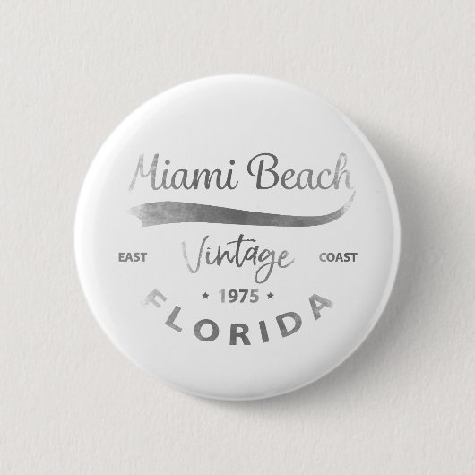 Vintages Miami-Beach-Florida-Logo grau Button (Vorderseite)