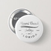 Vintages Miami-Beach-Florida-Logo grau Button (Vorne & Hinten)