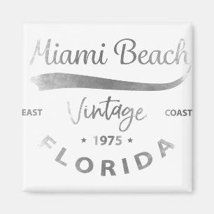 Vintages Miami-Beach-Florida-Logo grau Magnet