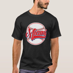 Vintages Miami Cityscape Baseball für Männer Fraue T-Shirt