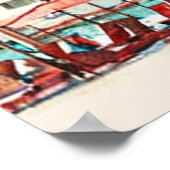 Vintages Miami Fl Aquarellbild Poster (Ecke)