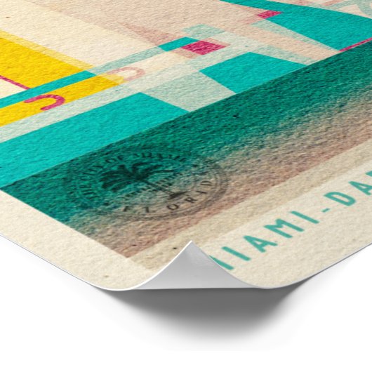 Vintages Miami, Ocean Drive Travel Poster (Ecke)