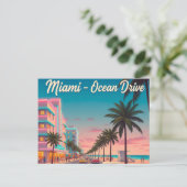 Vintages Miami, Ozeanfahrt Postkarte (Stehend Vorderseite)