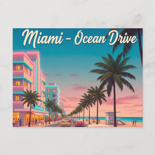 Vintages Miami, Ozeanfahrt Postkarte (Vorderseite)