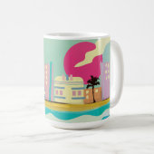 Vintages Miami Poster der 1980er Jahre Kaffeetasse (VorderseiteRechts)