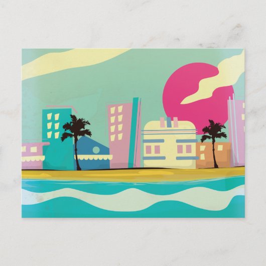 Vintages Miami Poster der 1980er Jahre Postkarte (Vorderseite)