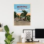 Vintages Miami und Korallengabel Florida Poster (Heimbüro)