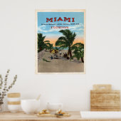 Vintages Miami und Korallengabel Florida Poster (Küche)