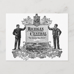 VINTAGES MICHIGAN-ZENTRALBAHNLOGO POSTKARTE