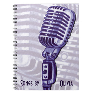 Vintages Mikrofon Personalisiert Lyric Book Notizblock