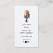 Vintages Mikrofon Podcaster Visitenkarte (Vorderseite)