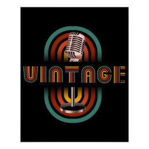 Vintages Mikrofon Poster