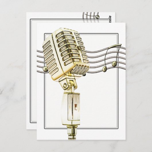 Vintages Mikrofon Postkarte (Vorne/Hinten)