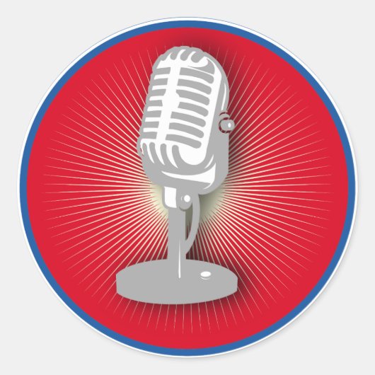 Vintages Mikrofon Runder Aufkleber (Vorderseite)