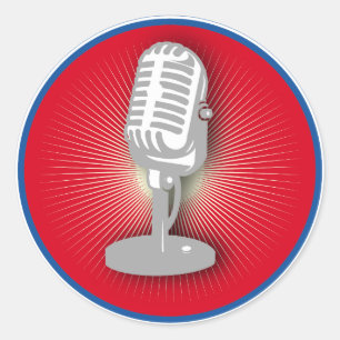 Vintages Mikrofon Runder Aufkleber
