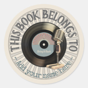 Vintages Mikrofon Vinyl 45 Record-Buchzeichen Runder Aufkleber