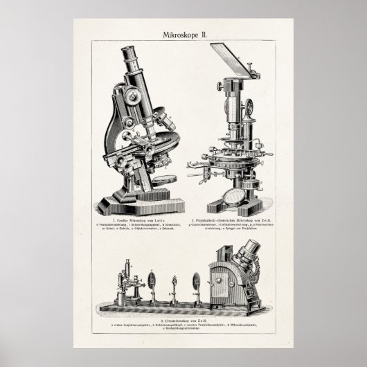 Vintages Mikroskop Illustration Retro Steampunk Poster (Vorne)