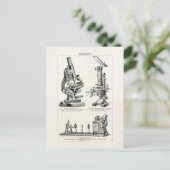Vintages Mikroskop Illustration Retro Steampunk Postkarte (Stehend Vorderseite)