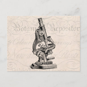 Vintages Mikroskop Illustration Retro Steampunk Postkarte