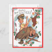 Vintages Militär frohe Weihnachtssoldaten Postkart Feiertagspostkarte (Vorne/Hinten)