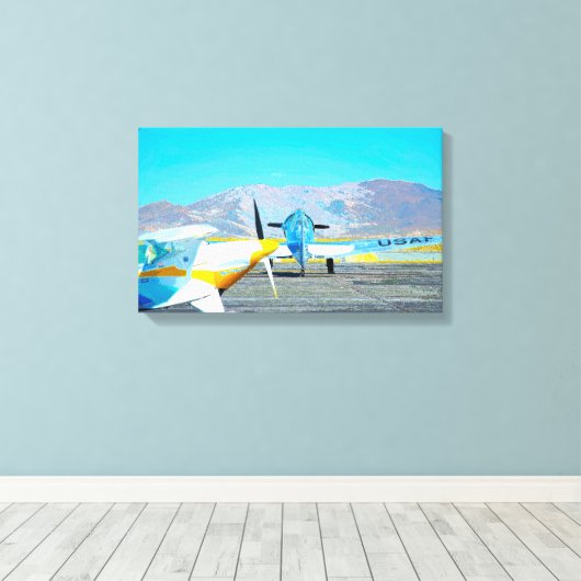 Vintages Militärflugzeug Leinwanddruck (Insitu (Holzboden))