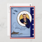 Vintages MilitärGeburtstagsgrüße Matrosen Postkart Postkarte (Vorne/Hinten)