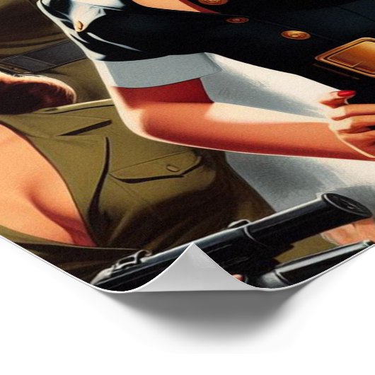 Vintages militärisches Button Poster (Ecke)