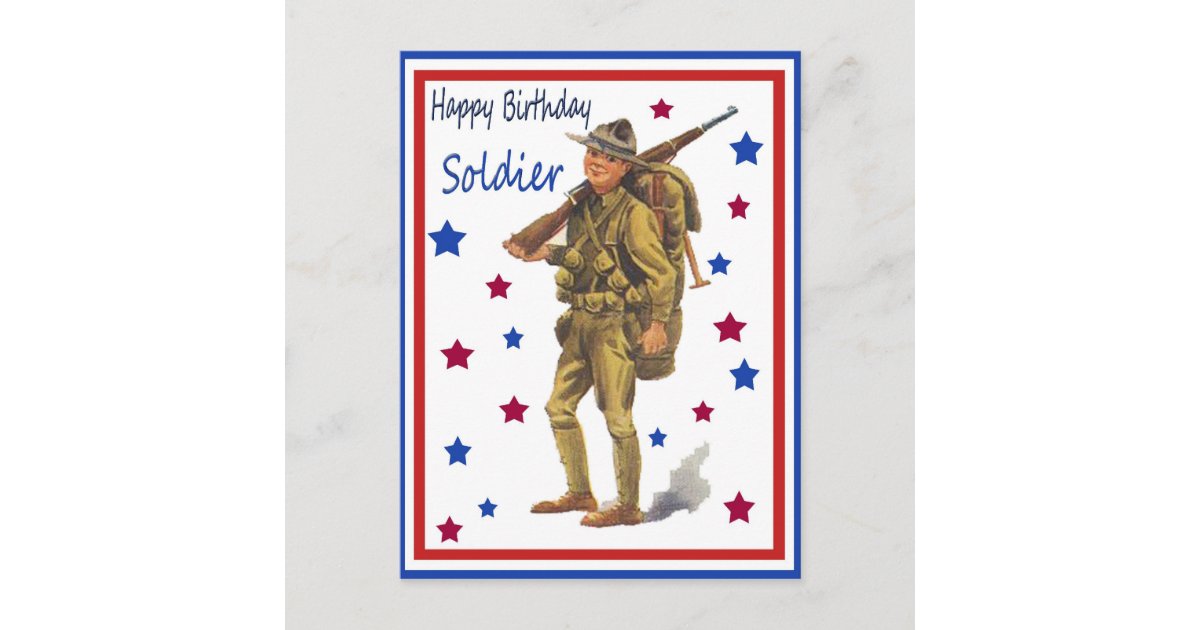 Vintages militärisches Glück Geburtstag Soldat Pos Postkarte  Zazzle.de