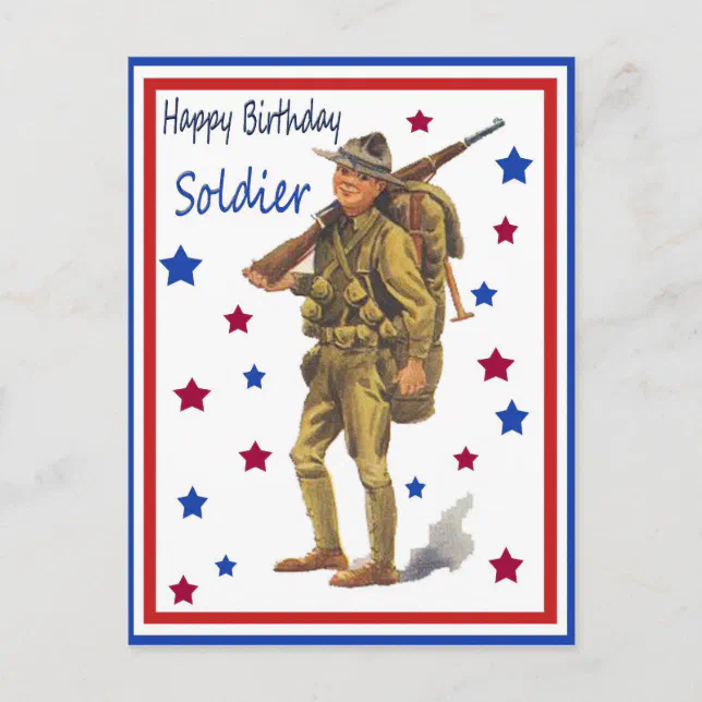 Vintages militärisches Glück Geburtstag Soldat Pos Postkarte Zazzle.de