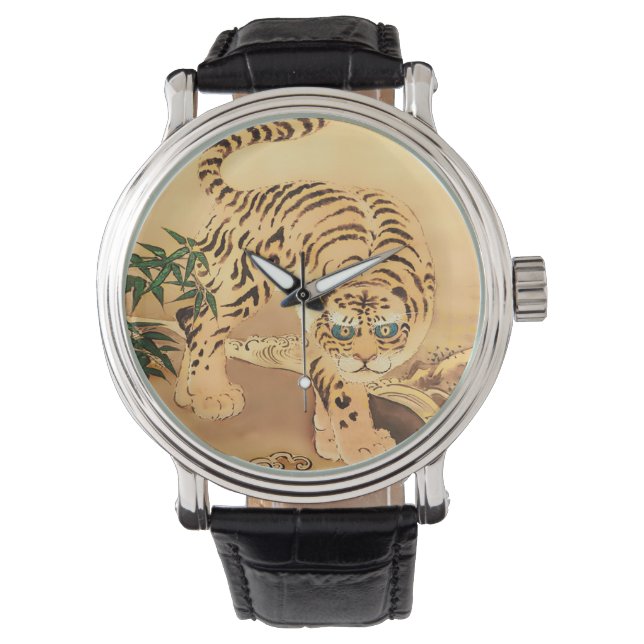 Vintages Minhwa Tiger durch Stream Armbanduhr (Vorderseite)