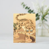 Vintages Minhwa Tiger durch Stream Postkarte (Stehend Vorderseite)