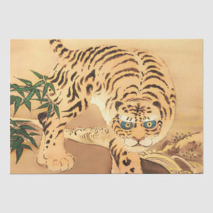 Vintages Minhwa Tiger durch Stream Seidenpapier
