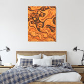 Vintages Minimalistisches Psychedelisches Muster Leinwanddruck (Insitu (Schlafzimmer))