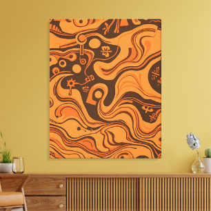 Vintages Minimalistisches Psychedelisches Muster Leinwanddruck