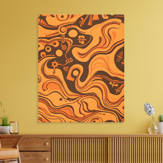 Vintages Minimalistisches Psychedelisches Muster Leinwanddruck