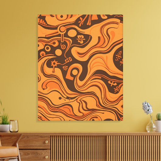 Vintages Minimalistisches Psychedelisches Muster Leinwanddruck (Insitu (Wohnzimmer))