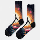 Vintages, Minimalistisches Raumfahrtagenteuer Socken (Linkes Detail)