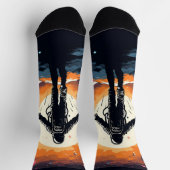 Vintages, Minimalistisches Raumfahrtagenteuer Socken (Oben)