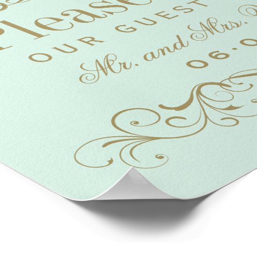 Vintages Mint Antique Blüh Wedding Gästebuch (Ecke)