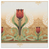 Vintages Mission Style Red Tulip Muster Stoff (Nahaufnahme)