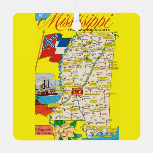 Vintages Mississippi Ornament Aus Metall (Vorderseite)