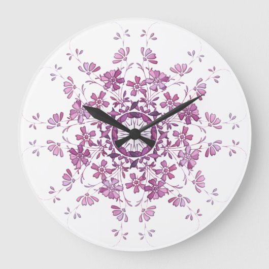 Vintages mit Blumenelement Große Wanduhr (Vorderseite)