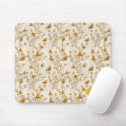 Vintages mit Blumenmuster mit Schmetterlingen Mousepad (Mit Mouse)
