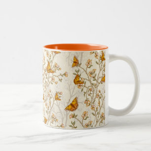 Vintages mit Blumenmuster mit Schmetterlingen Zweifarbige Tasse