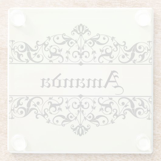 Vintages mit Blumenpersonalisiertes Glasuntersetzer (Rückseite)