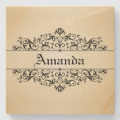 Vintages mit Blumenpersonalisiertes Steinuntersetzer (Vorderseite)