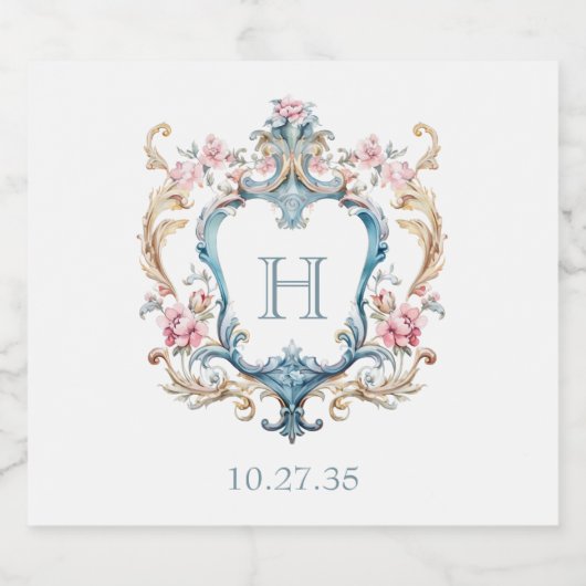 Vintages Mit Monogramm Wappen Bierflaschenetikett (Einzelnes Label)